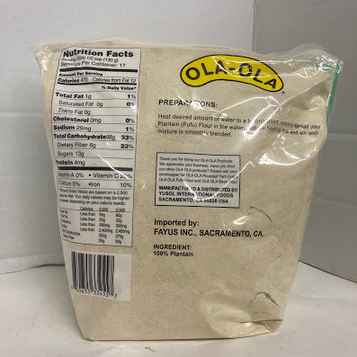 Ola Ola Plantain Fufu Flour – Nutritious, Smooth Swallow Made from Ripe Plantains – 5lbs