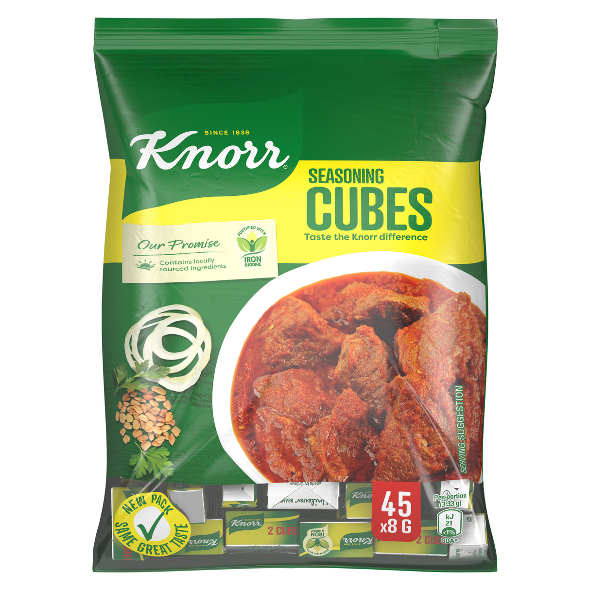 Knorr Seasoning Cubes Beef Flavor Rich & Savory Taste for Cooking – Pack of 45*8g