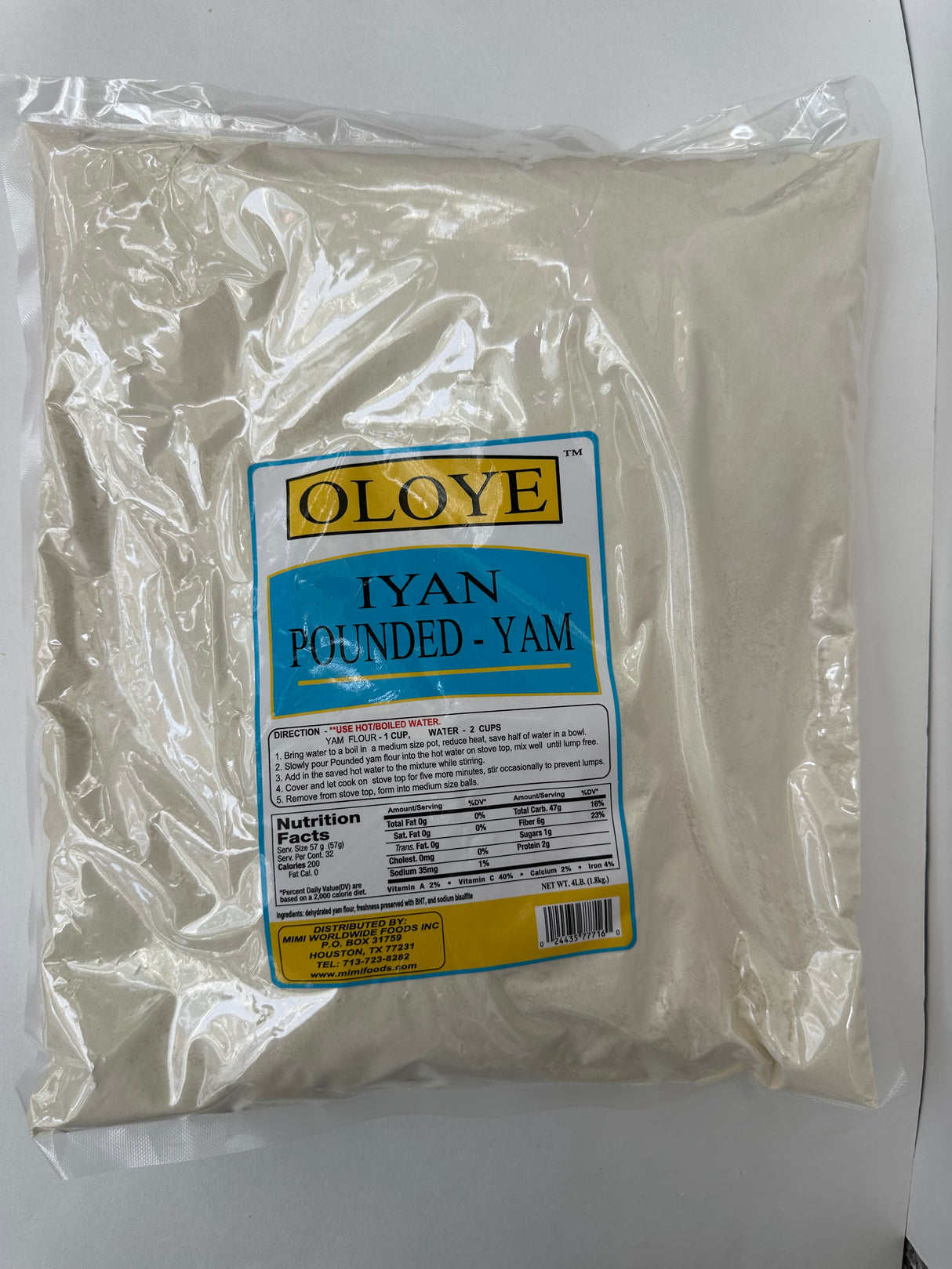 Oloye Iyan Pounded Yam – Smooth, Stretchy Swallow – 4 LB