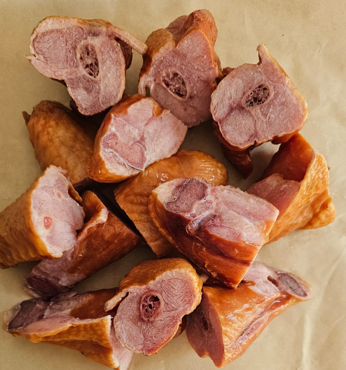 Smoked Turkey Drums Cut